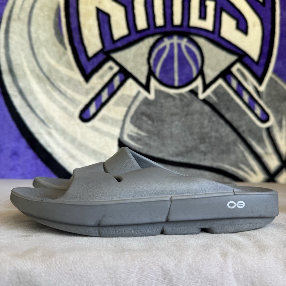 Size M8/W10 - Oofos Ooahh Men's Recovery Slip On Slide Sandals Gray